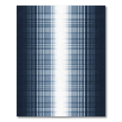 Deep Blue Gradient Plaid Rug