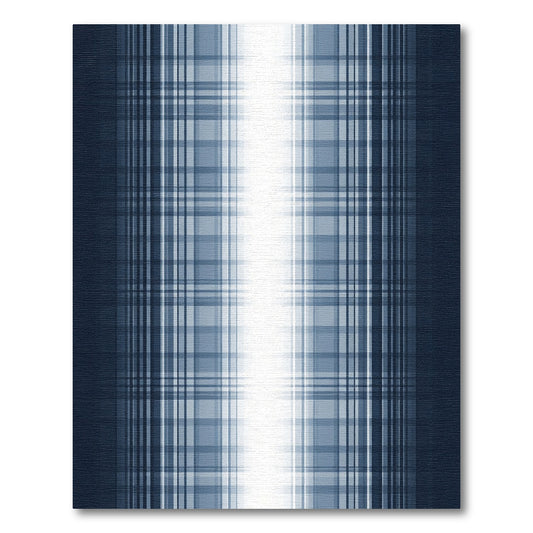 Deep Blue Gradient Plaid Rug