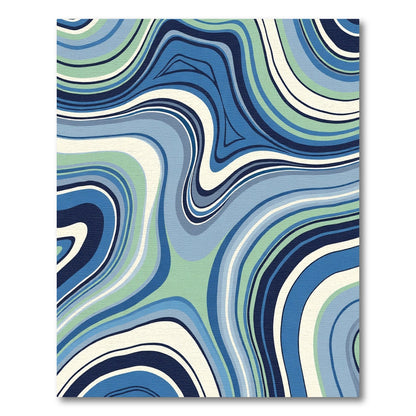 Blue Green Agate Swirl Lines Rug