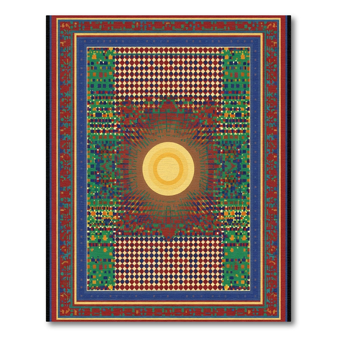 Vibrant Yellow Sun Geometric Textile Rug