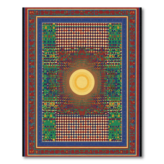 Vibrant Yellow Sun Geometric Textile Rug