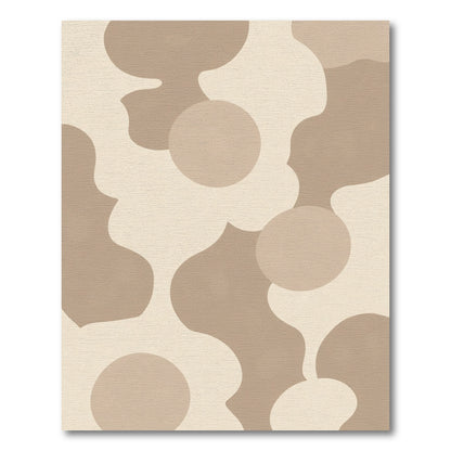 Neutral Beige Organic Abstract Round Rug