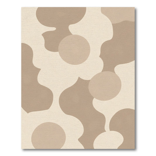 Neutral Beige Organic Abstract Round Rug