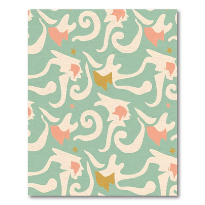 Abstract Coral Gold Wave Swirl Rug