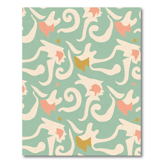 Abstract Coral Gold Wave Swirl Rug