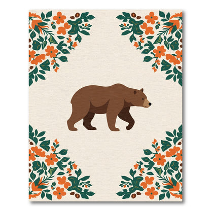 Brown Bear Floral Corner Accents Rug