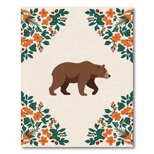 Brown Bear Floral Corner Accents Rug