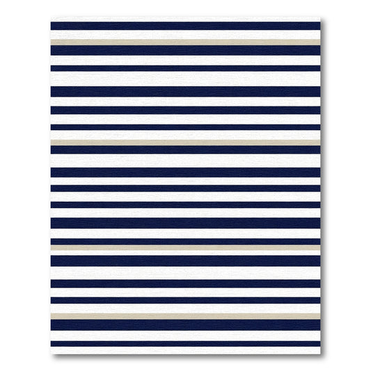Navy White Tan Stripe Rug
