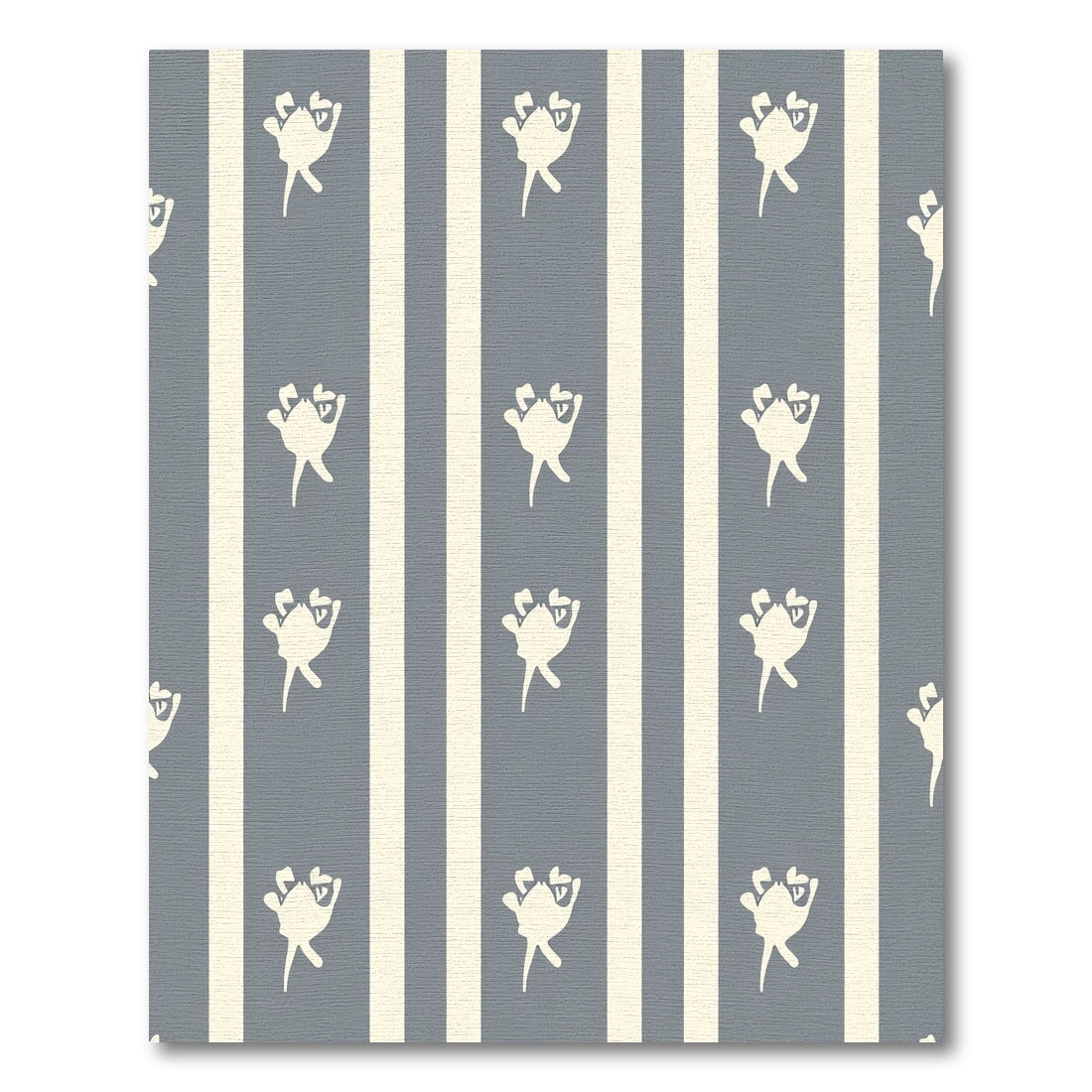 Cream Blue Vertical Stipe Frog Rug