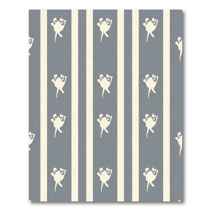 Cream Blue Vertical Stipe Frog Rug