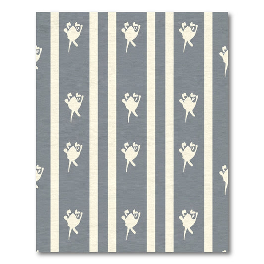 Cream Blue Vertical Stipe Frog Rug