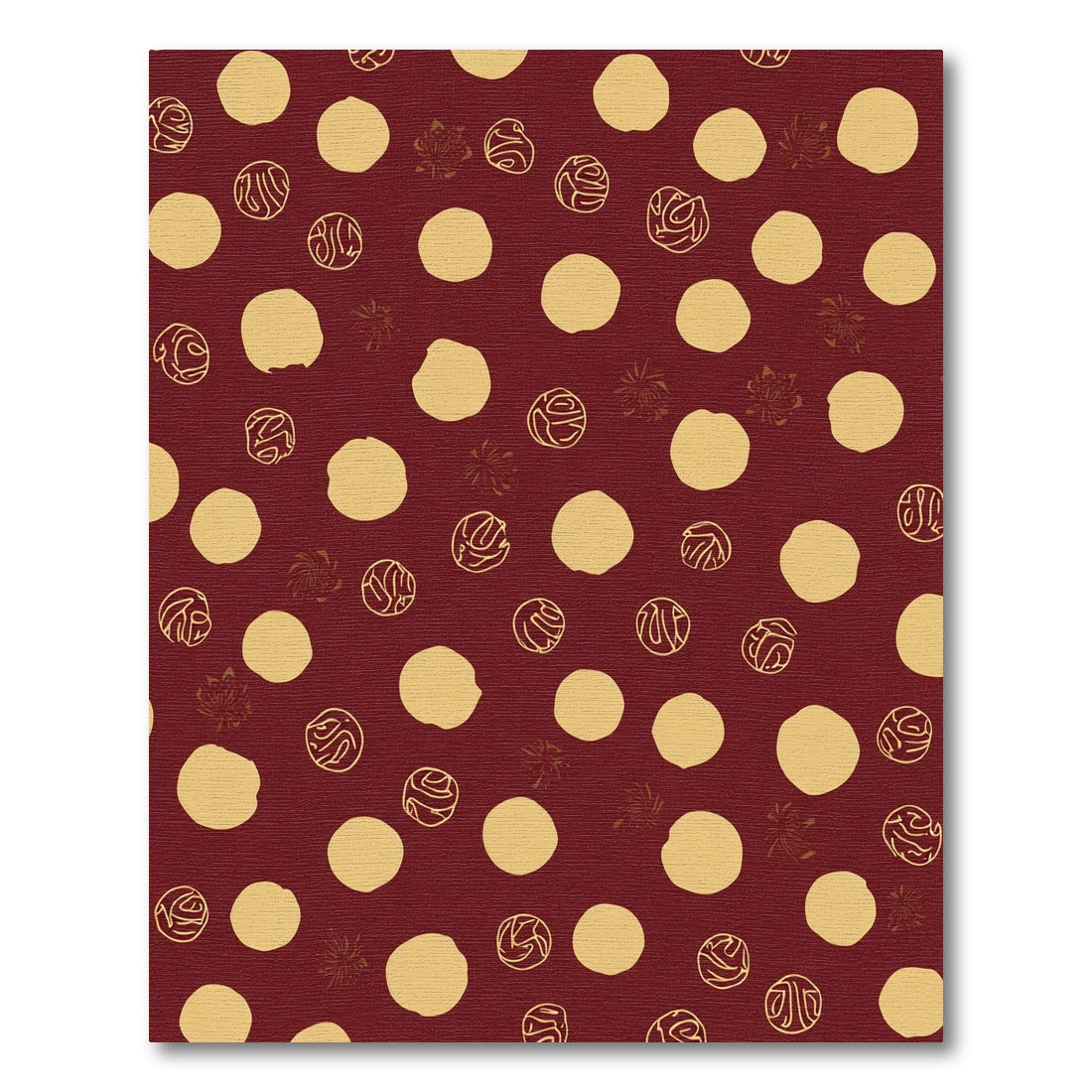 Crimson Gold Polka Dot Orbs Rug
