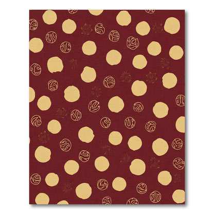 Crimson Gold Polka Dot Orbs Rug