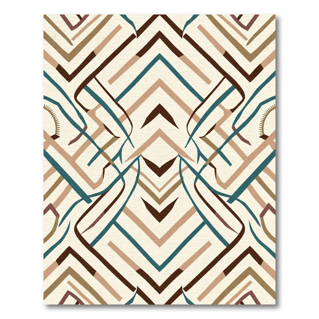 Geometric Teal Brown Abstract Lines Rug
