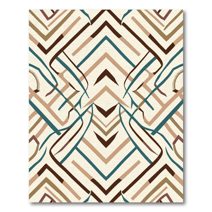 Geometric Teal Brown Abstract Lines Rug