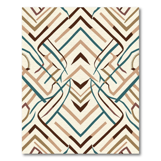 Geometric Teal Brown Abstract Lines Rug