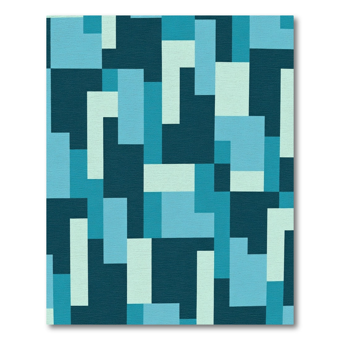 Deep Teal Abstract Rectangles Rug
