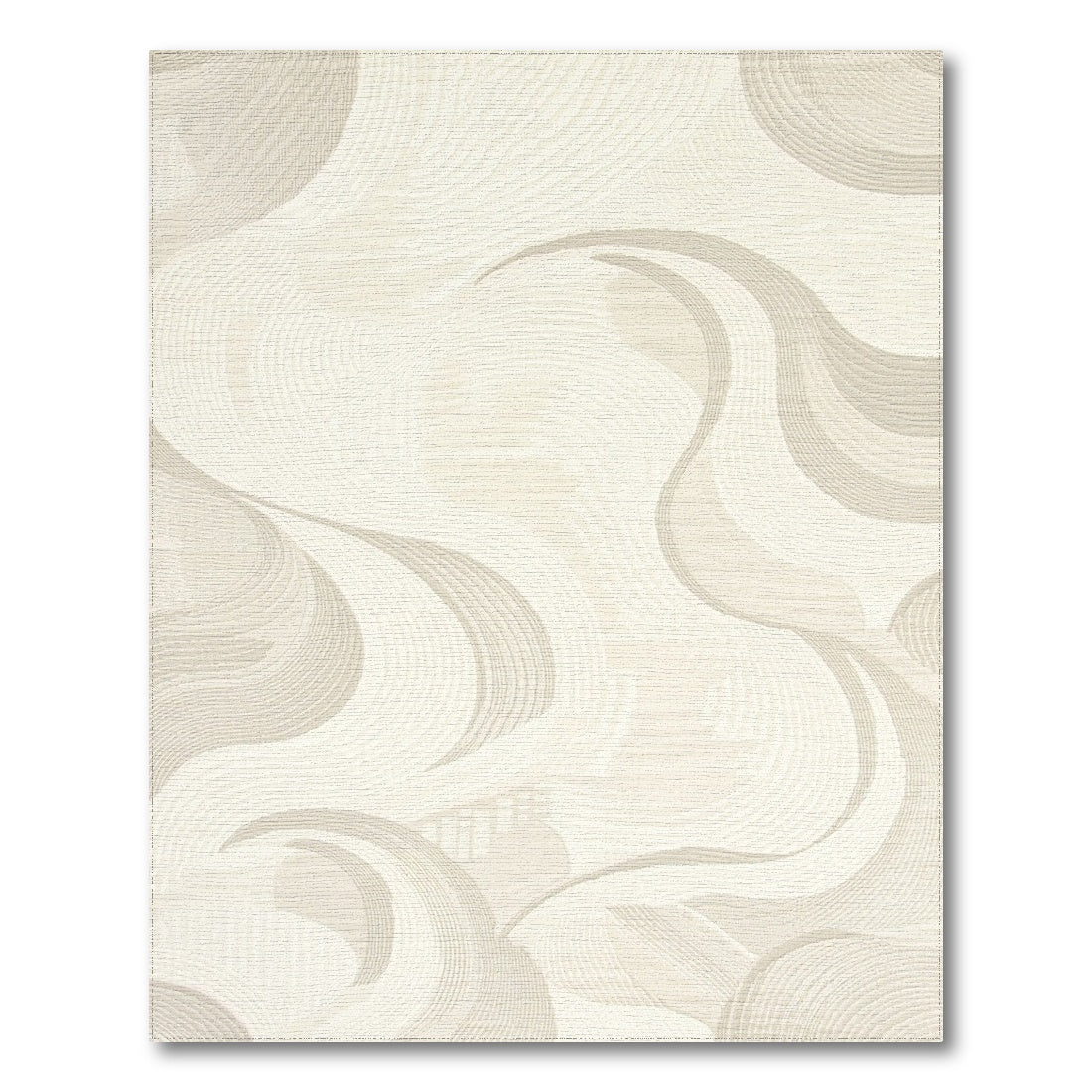 Cream Abstract Wave Swirl Rug