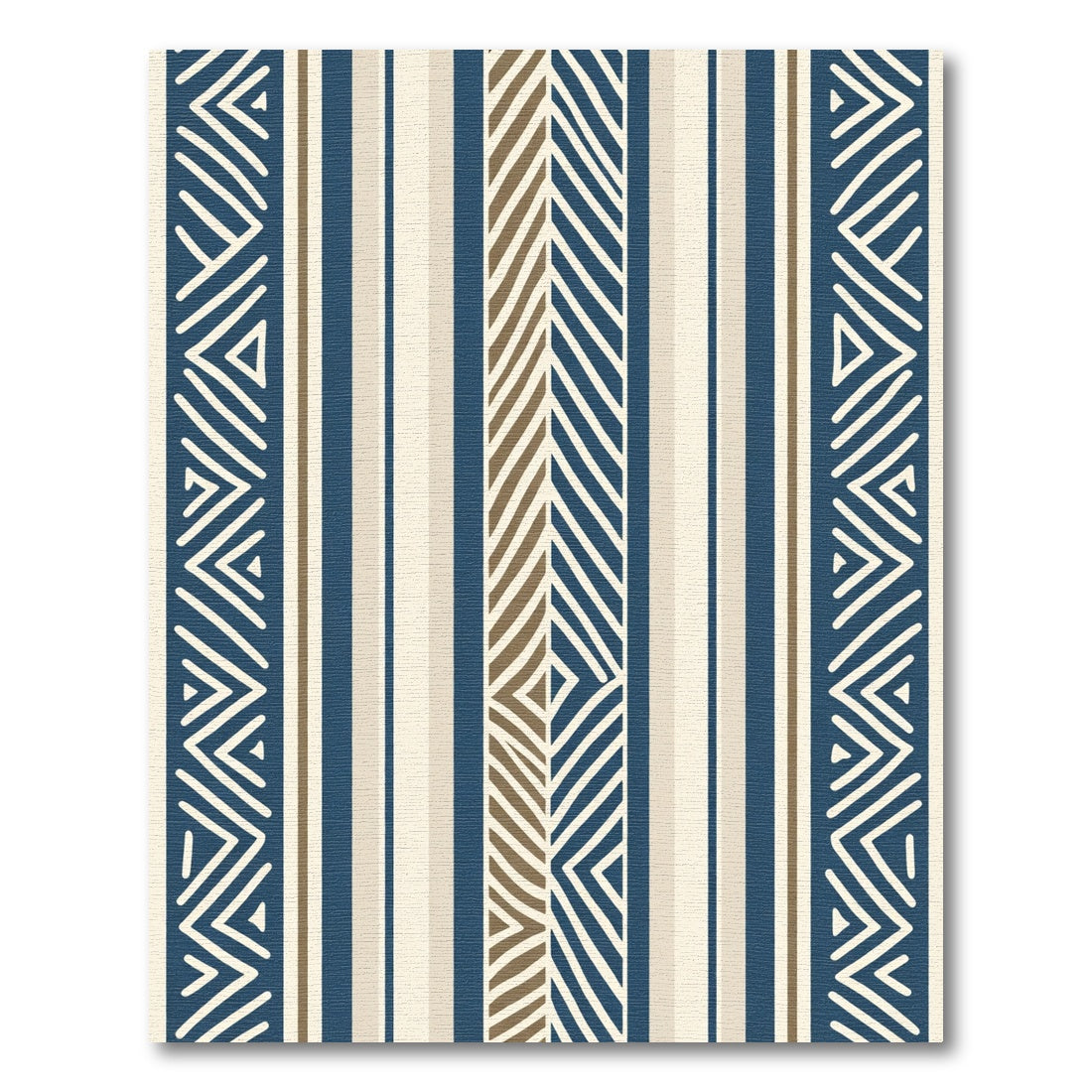 Navajo Blue Cream Chevron Stripes Rug