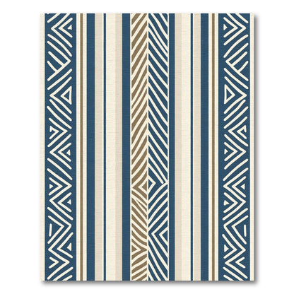 Navajo Blue Cream Chevron Stripes Rug