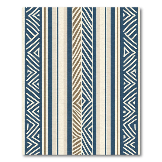 Navajo Blue Cream Chevron Stripes Rug