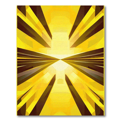 Golden Radiant Geometric Rays Rug