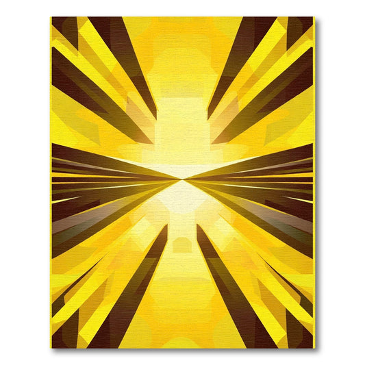 Golden Radiant Geometric Rays Rug