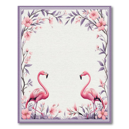 Pink Flamingo Floral Pink Area Rug