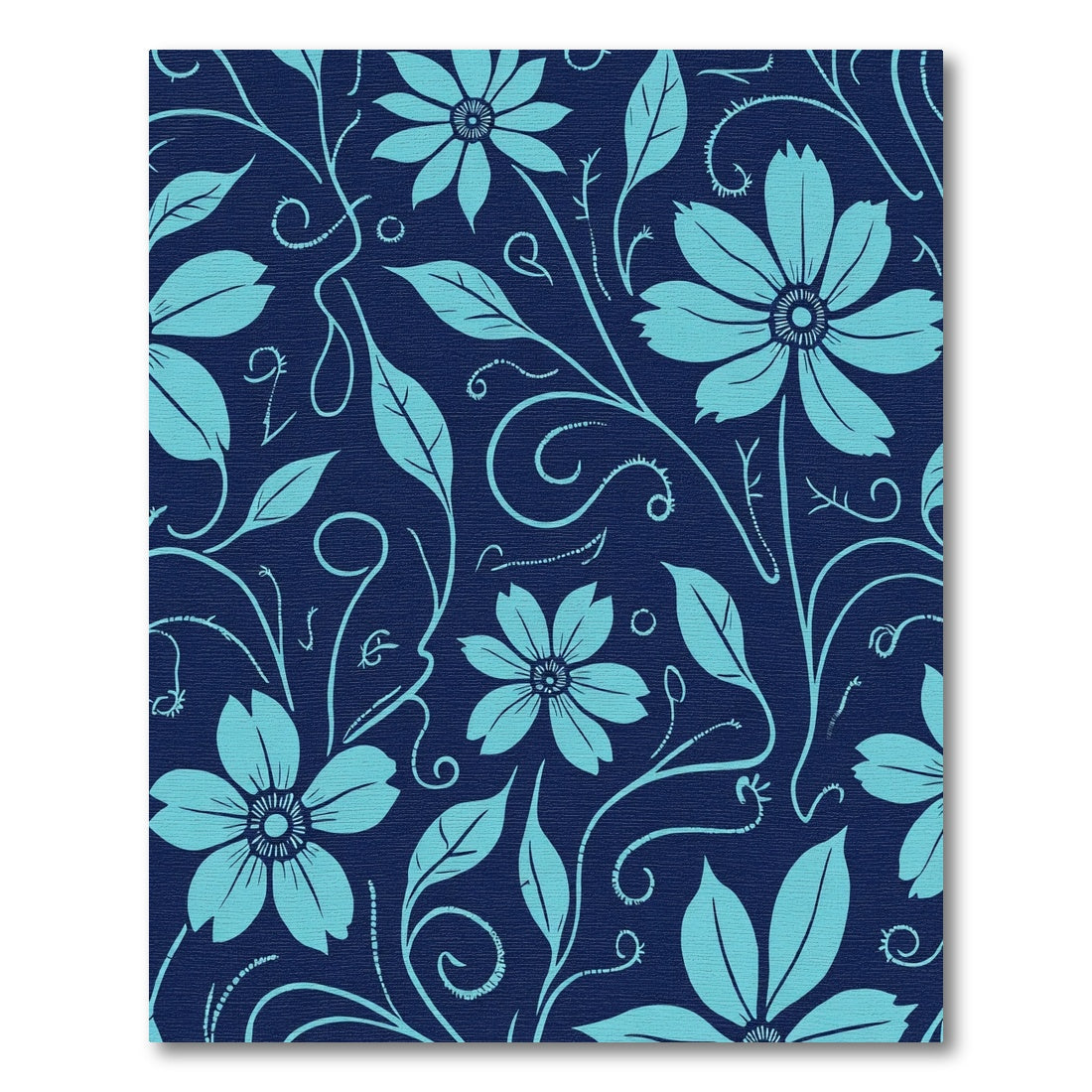Teal Floral Vine Composition Rug