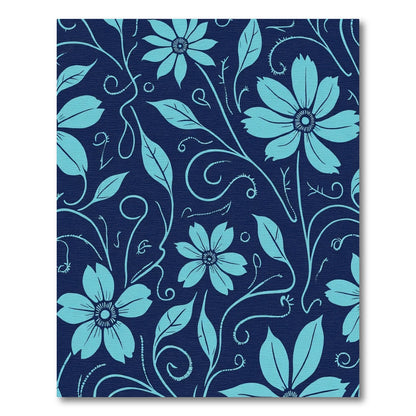 Teal Floral Vine Composition Rug