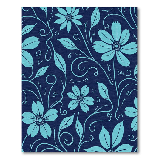 Teal Floral Vine Composition Rug