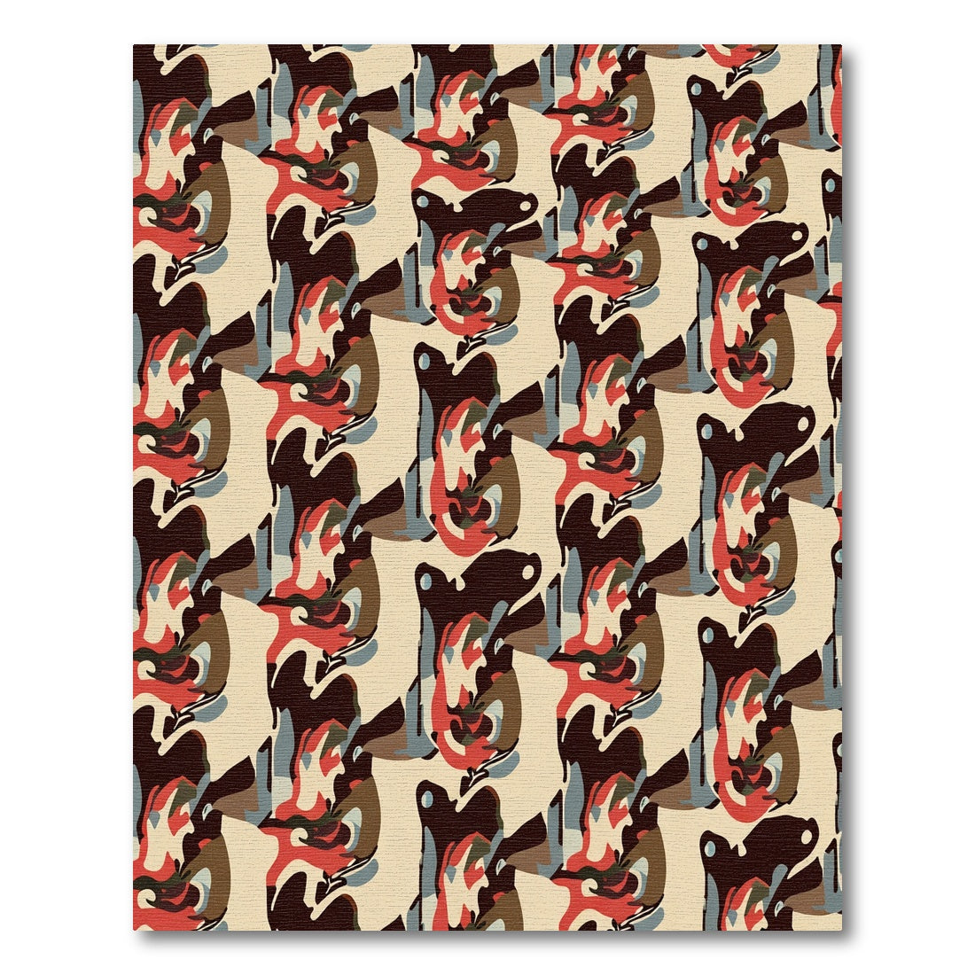 Abstract Red Brown Cream Organic Flow Rug