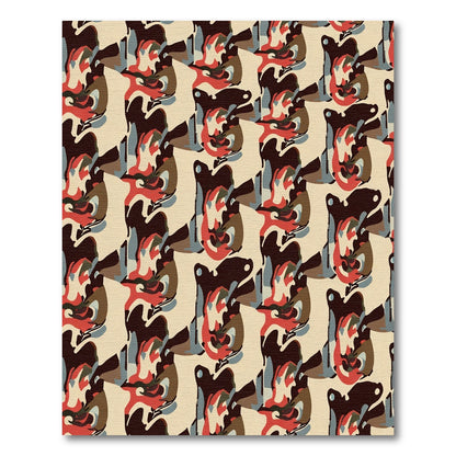 Abstract Red Brown Cream Organic Flow Rug