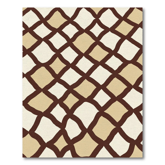 Brown Tan Quilted Diamond Lattice Rug