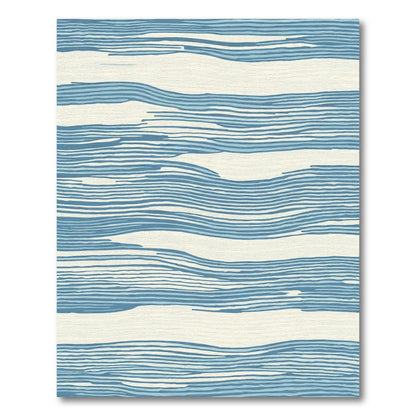 Azure Blue Wavy Organic Stripes Rug