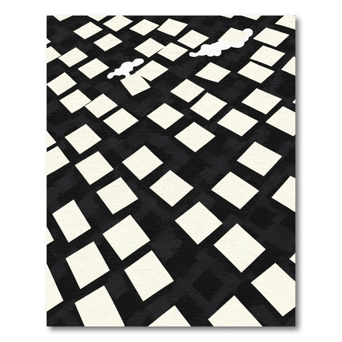 Black Cream Diamond Checkerboard Rug