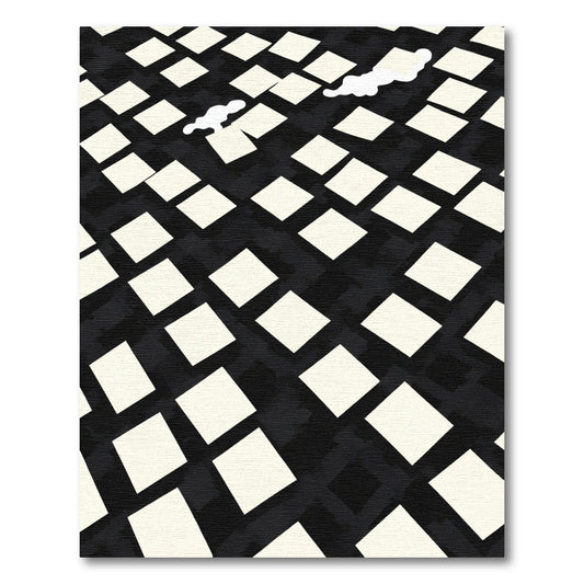 Black Cream Diamond Checkerboard Rug