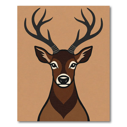 Rustic Brown Deer Portrait Rug