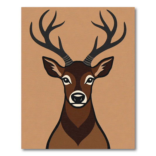 Rustic Brown Deer Portrait Rug