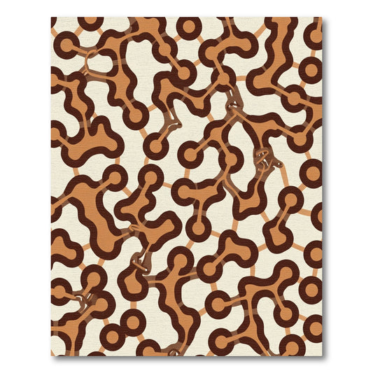 Organic Brown and Cream Interconnected Forms Rug