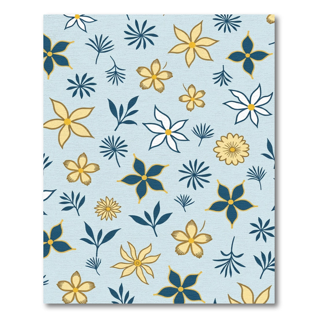 Light Blue Floral Foliage Scatter Rug