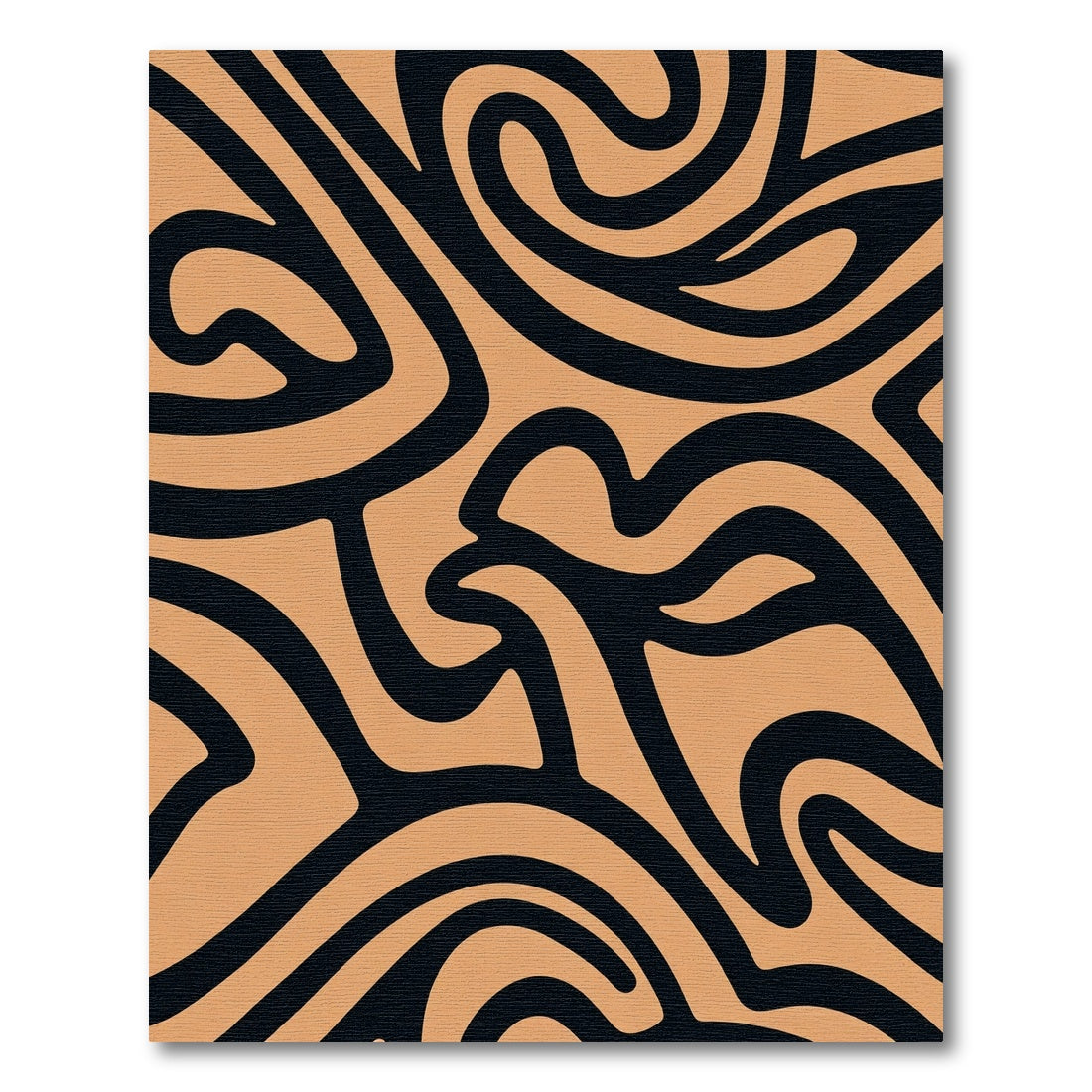 Bold Black Swirls Peach Texture Rug