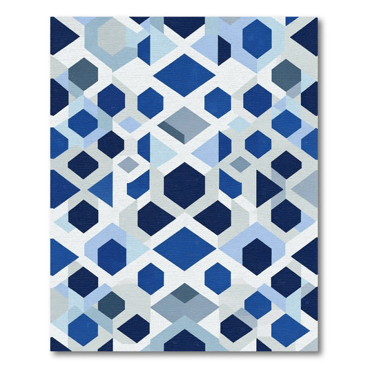 Modern Sapphire Geometric Hexagon Rug
