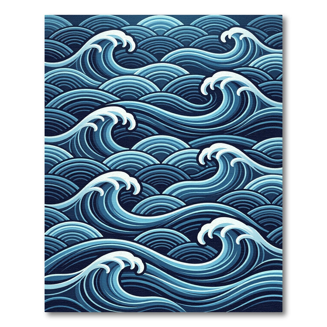 Deep Blue Dynamic Ocean Wave Rug