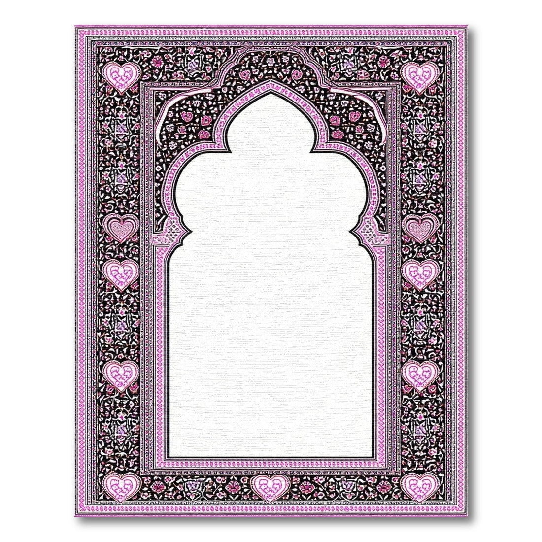 Pink Floral Heart Arch Area Rug