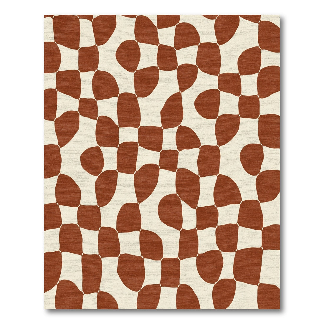 Terracotta Cream Wavy Checkered Rug