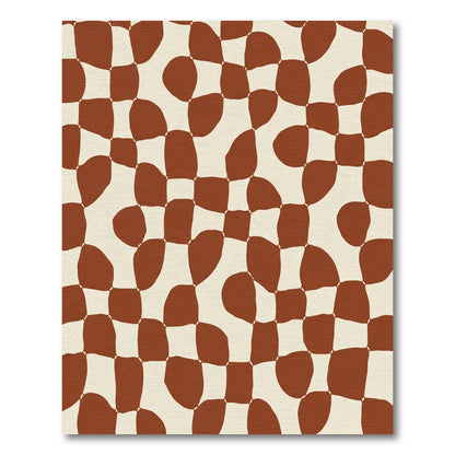 Terracotta Cream Wavy Checkered Rug