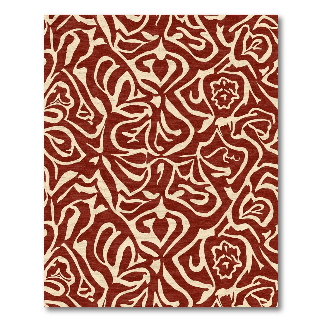 Deep Red Cream Organic Swirl Rug