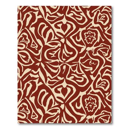 Deep Red Cream Organic Swirl Rug