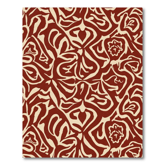 Deep Red Cream Organic Swirl Rug